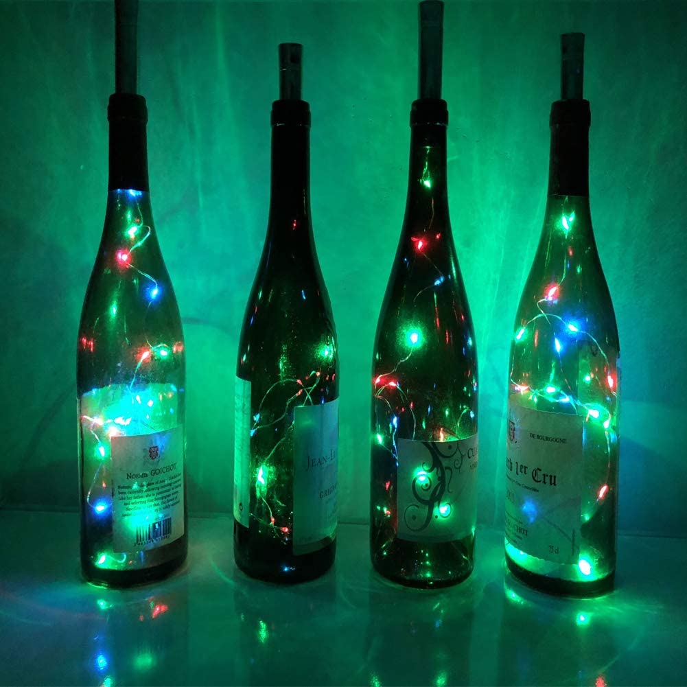 Đèn chai rượu vang, 1 chiếc pin hoạt động Cork rượu đầy sao Chuỗi đèn cổ tích để tự làm phòng ngủ Giáng sinh Tiệc cưới Lễ hội Trang trí bàn
