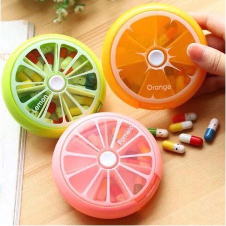 7 Grid Round hộp thuốc Fruit Shape Weekly Medicine Pill Box