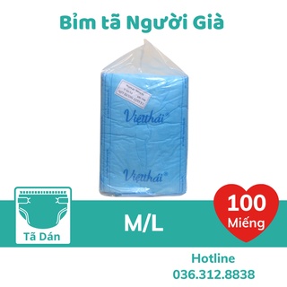 Bỉm tã người già 💥 rẻ nhất 💥 100 miếng bỉm dán việt thái giành cho người già size m/l, mềm mại, siêu thấm hút