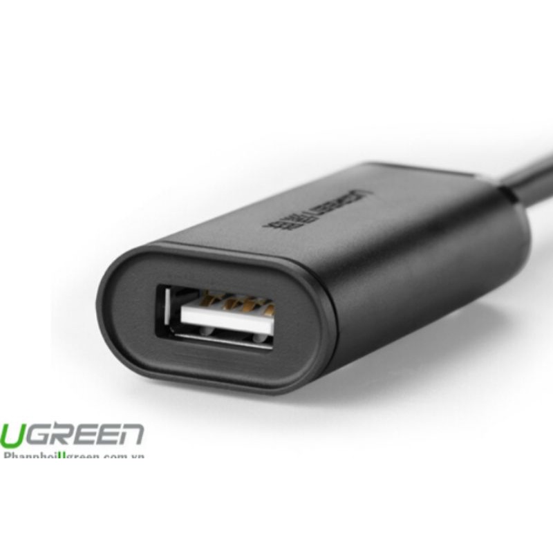 Dây nối dài USB 2.0 dài 10m có chíp khuyếch đại, hỗ trợ nguồn USB, Ugreen 20214 US137 - Hàng Chính Hãng