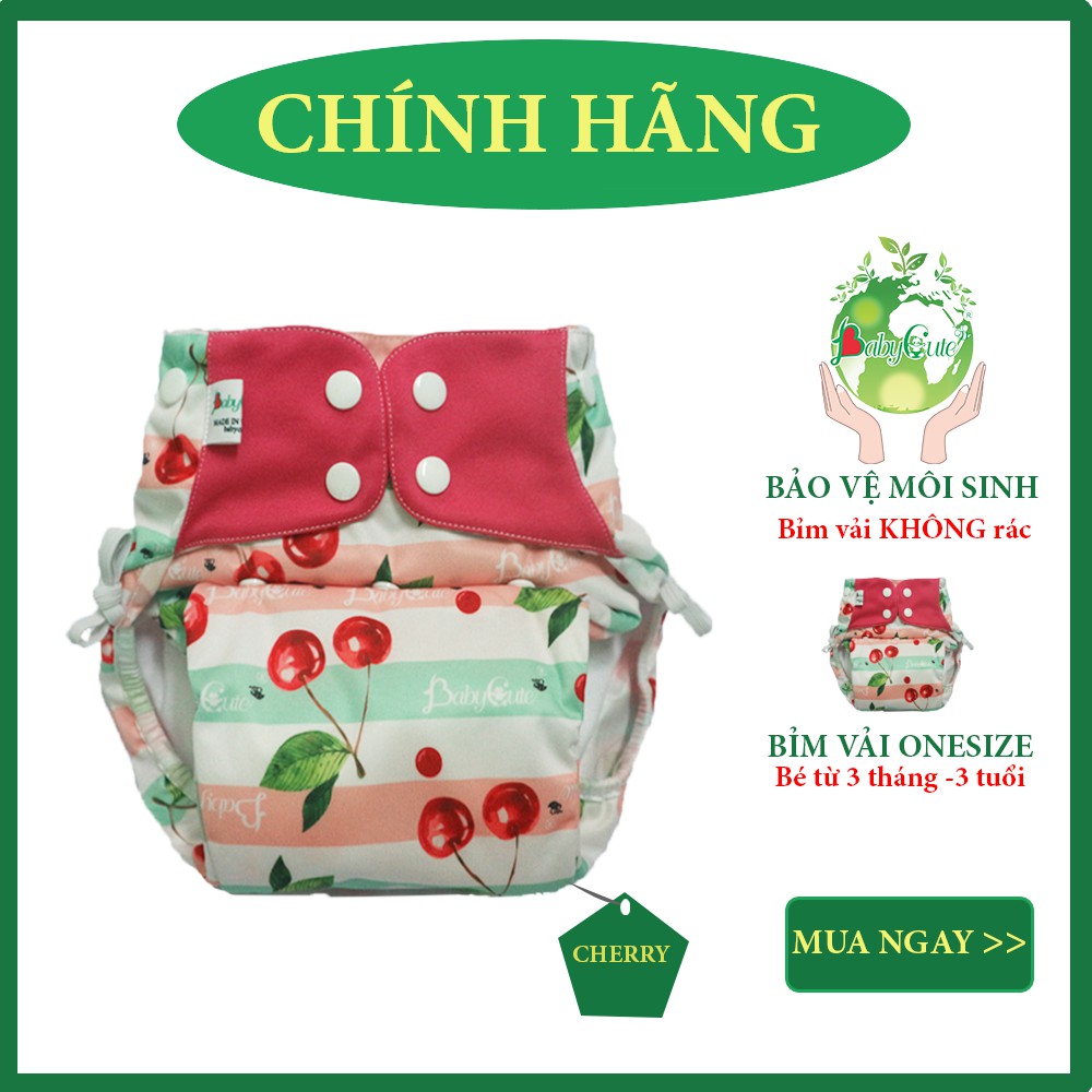 [ONE SIZE] Bỉm Tã vải BabyCute Siêu chống tràn (gồm 1 vỏ + 1 lót) size cho bé từ 5kg-25kg, mặc ngày và đêm