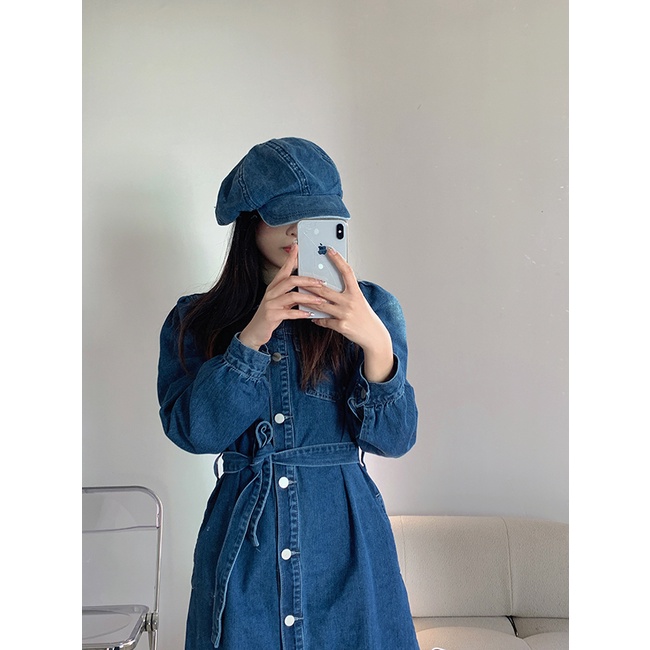 Mũ Beret Màu Xanh Dương Phong Cách Cao Bồi Thời Trang Xuân Hè Nhật Bản Cho Nữ
