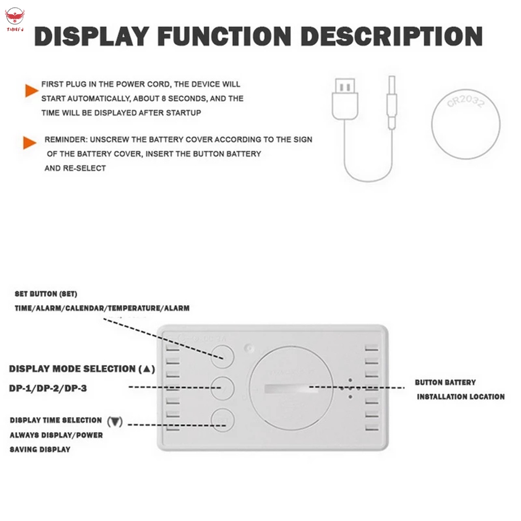 Đồng Hồ Báo Thức Kỹ Thuật Số Mini Mặt Gương Led Đa Năng Cho Phòng Ngủ