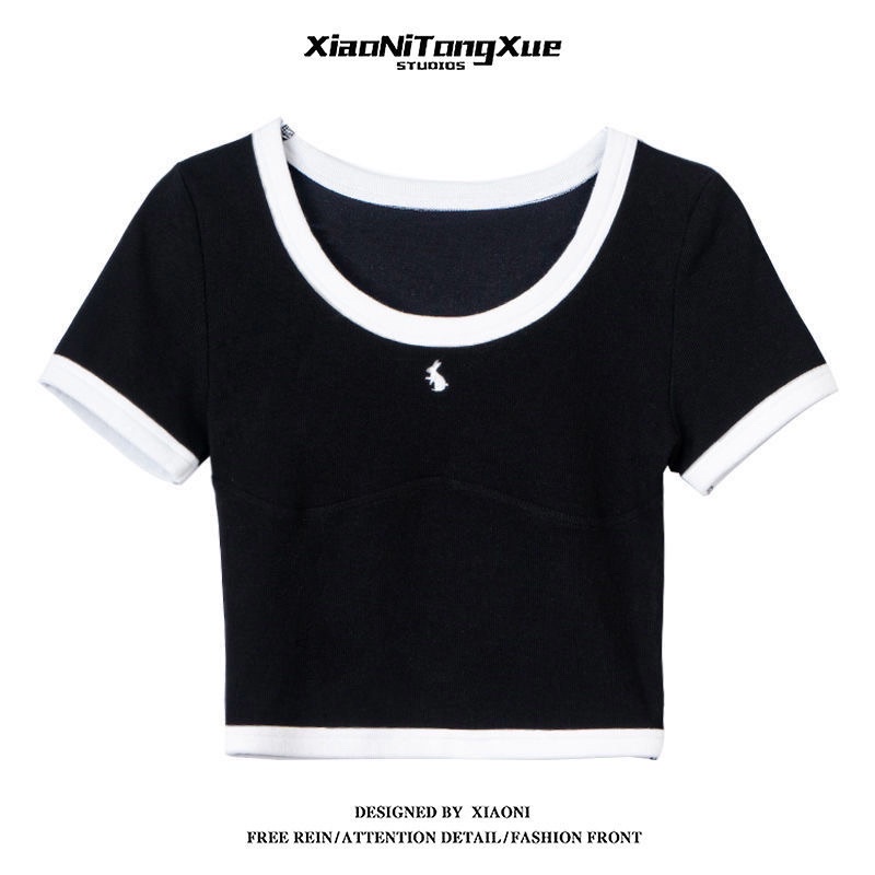 FREESHIP ÁO CROTOP CỔ VIỂN XANH VÀ ĐEN SEXY