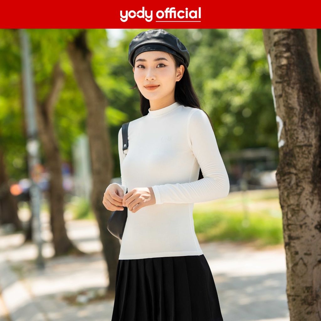 Áo thun nữ YODY giữ nhiệt thu đông cổ 3cm visco ATN5100 NAT1