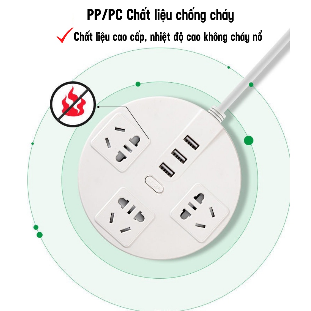 Ổ Cắm Điện Đa Năng Có Cổng USB, Ổ Cắm Điện Có Thể Dính Lên Tường Thiết Kế An Toàn Cho Bé ATILA SHOP