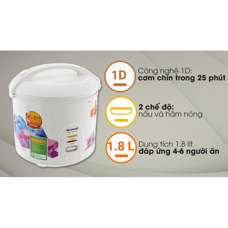 Nồi cơm điện 1,8 lit[HÀNG TRƯNG BÀY CHÍNH HÃNG DELITES SHARP VIỆT][GIẢM SỐC][FREESHIP❤️] | BigBuy360 - bigbuy360.vn