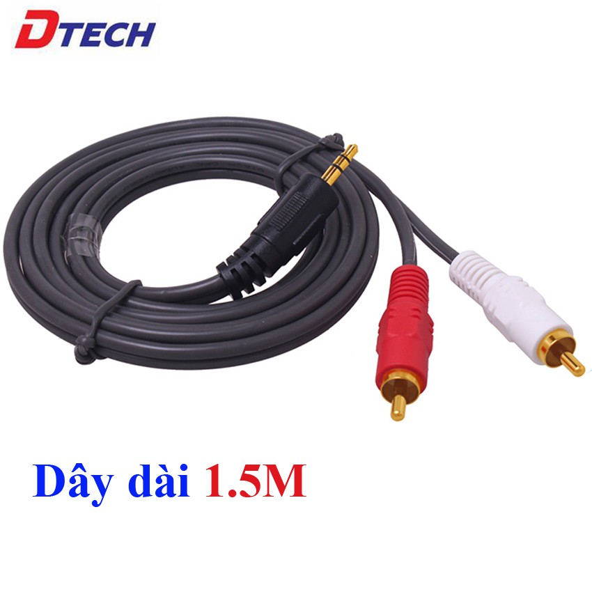 [Mã ELHACE giảm 4% đơn 300K] Dây cáp audio rắc 3.5 ra AV Dtech DT-6211 dài 1.5m