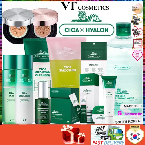 [VT Cosmetics]💝THƯƠNG HIỆU HÀN QUỐC💝CICA X HYALON CICA MOISTURE Patch CUSHION SMOOTHER CAPSULE SLEEPING SUN Cream MASK MILD FOAM HYDRATION ESSENCE KOREA Cosmetics