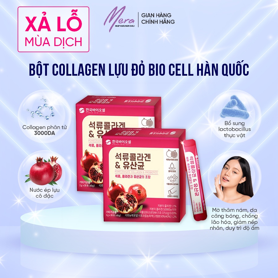 Bột Collagen Uống Lựu Đỏ Bio Cell Hàn Quốc