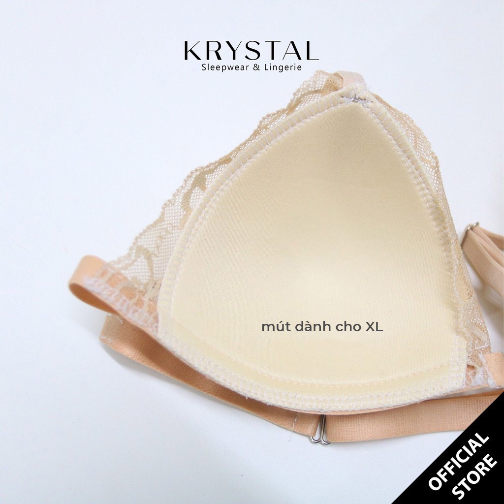 Bộ đồ lót ren không gọng mút vừa nâng ngực màu trắng basic KRYSTAL Bralette Basic KB12