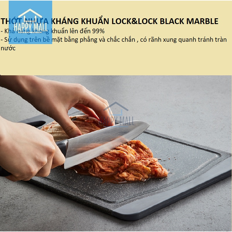 Thớt nhựa kháng khuẩn LocknLock Black Marble 3 size CKD006 CKD007 CKD008 CKD009S2- Màu đen