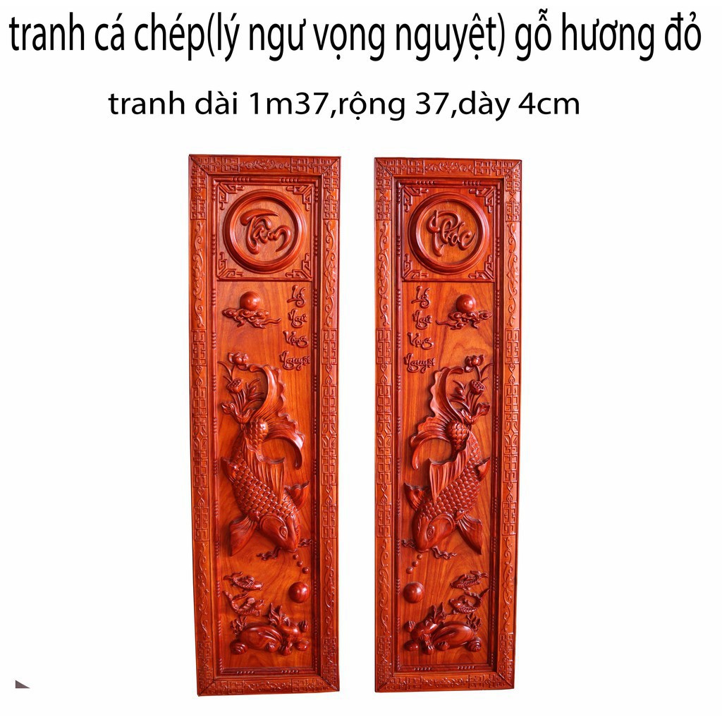 Tranh trang trí gia đình gỗ hương-tranh lý ngư vọng nguyệt-tranh gỗ đẳng cấp