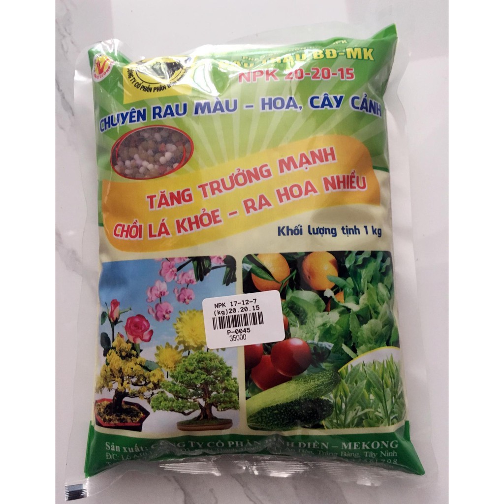 Phân bón NPK Đầu Trâu 20-20-15 (gói 1kg) chuyên dùng cho cây hoa kiểng (Vườn Sài Gòn - Vuon Sai Gon)