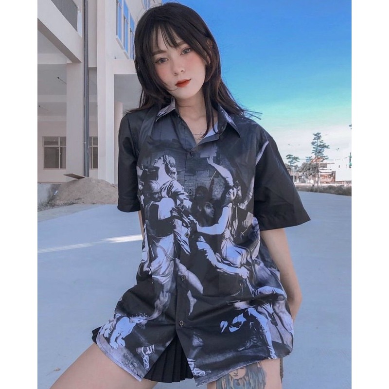 Áo sơmi hoạ tiết tranh Hy Lạp 2 cổ vest #MENDE# | BigBuy360 - bigbuy360.vn