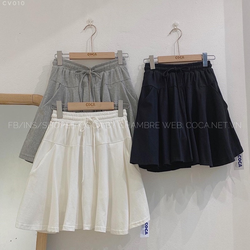 [Ảnh thật/Video] Chân váy xoè Goness lưng thun màu trơn có lót trong thời trang cho nữ Chân váy cotton dáng thể thao