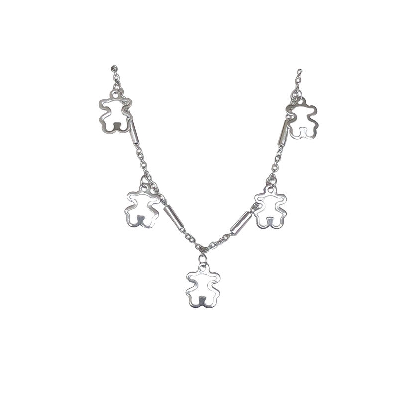 Vòng tay thép titan phối mặt hình gấu rỗng thời trang cá tính