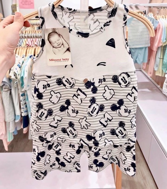 Bộ ba lỗ cotton giấy vải mát Momma 2019