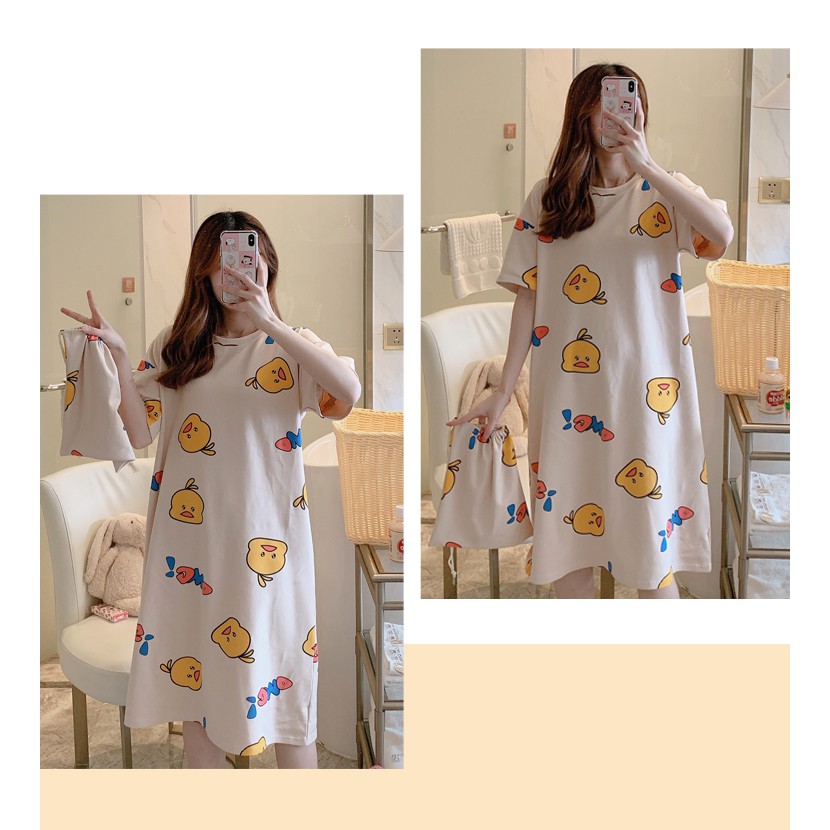 Váy ngủ hoạ tiết hình dáng xuông _ TẶNG KÈM TÚI ĐỰNG | BigBuy360 - bigbuy360.vn