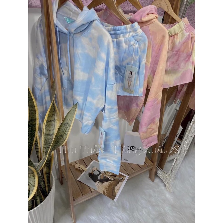 Set Nỉ Áo Croptop Và Quần Short Burning Full Màu VNXK Siêu Hot