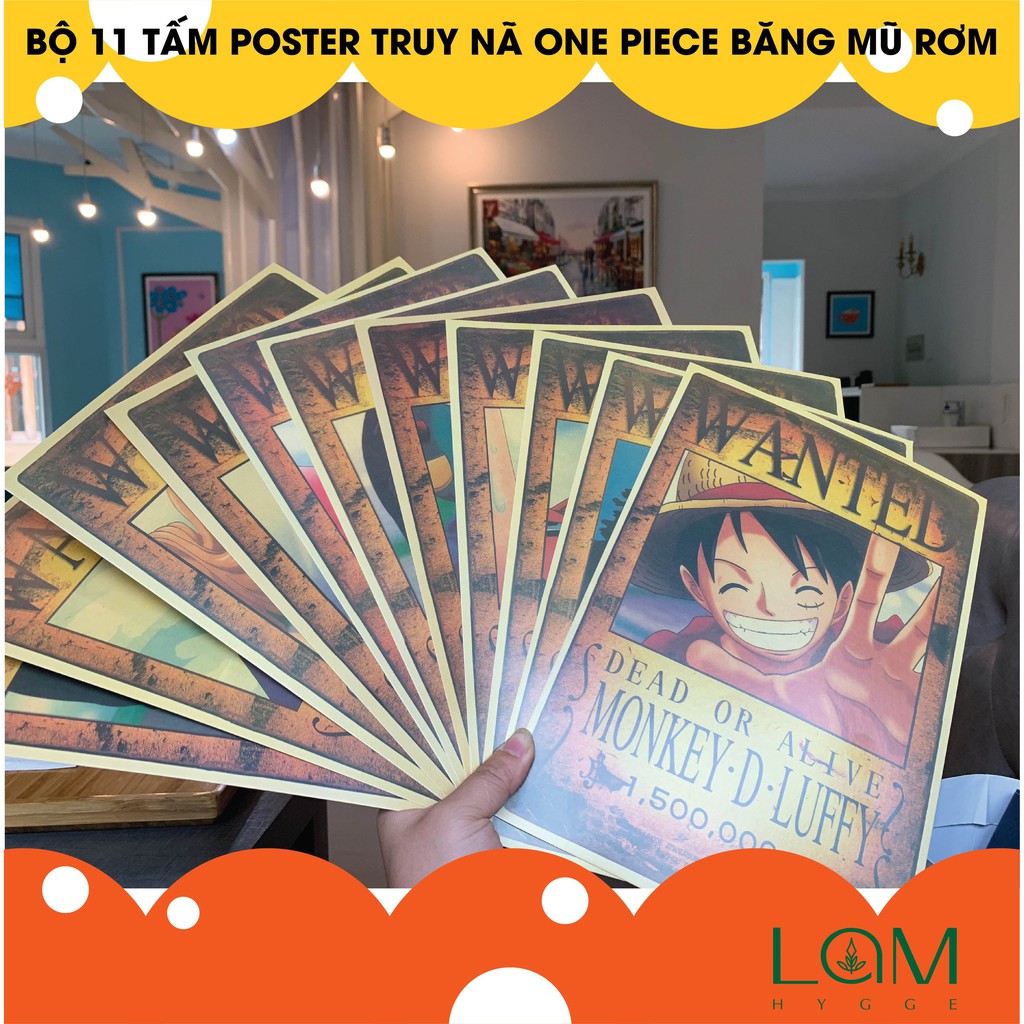 Bộ 11 Tấm Poster Truy Nã One Piece Băng Mũ Rơm Tặng Thêm Sabo Với Mức Truy Nã Mới Nhất, Giấy Bìa Dày Chống Nước, Khổ A4