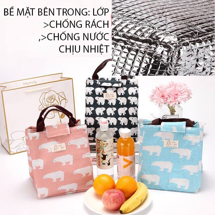 Túi giữ nhiệt đựng thức ăn để cơm đi chợ làm văn phòng hình thú cá gấu 88320