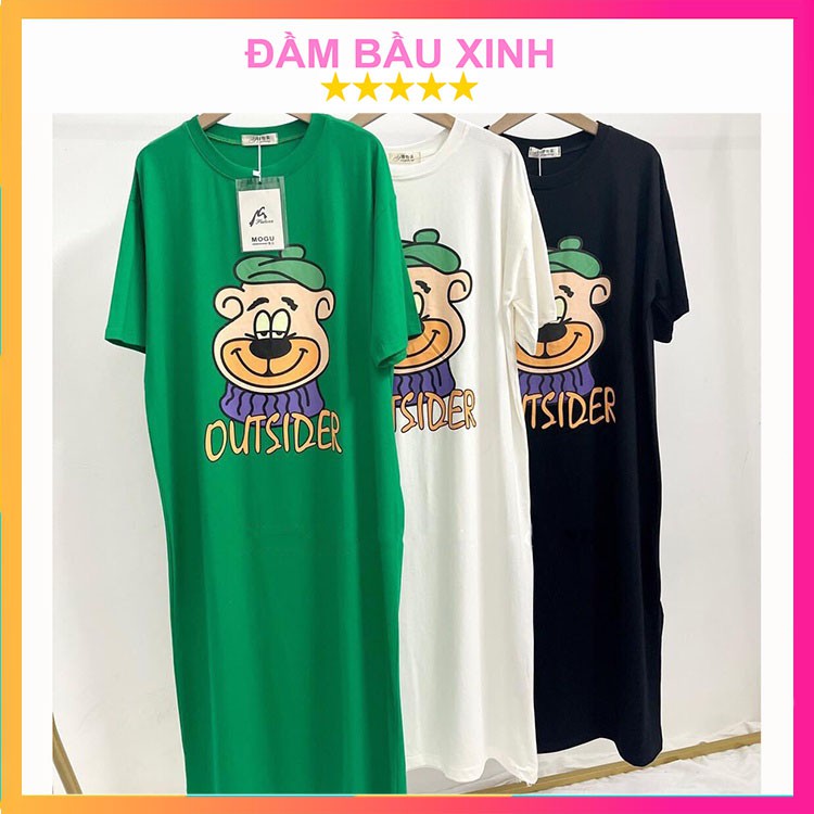 Đầm Dáng Suông In Hoạ Tiết Chú Gấu Ba Màu Váy Chất Cotton Co Dãn | BigBuy360 - bigbuy360.vn