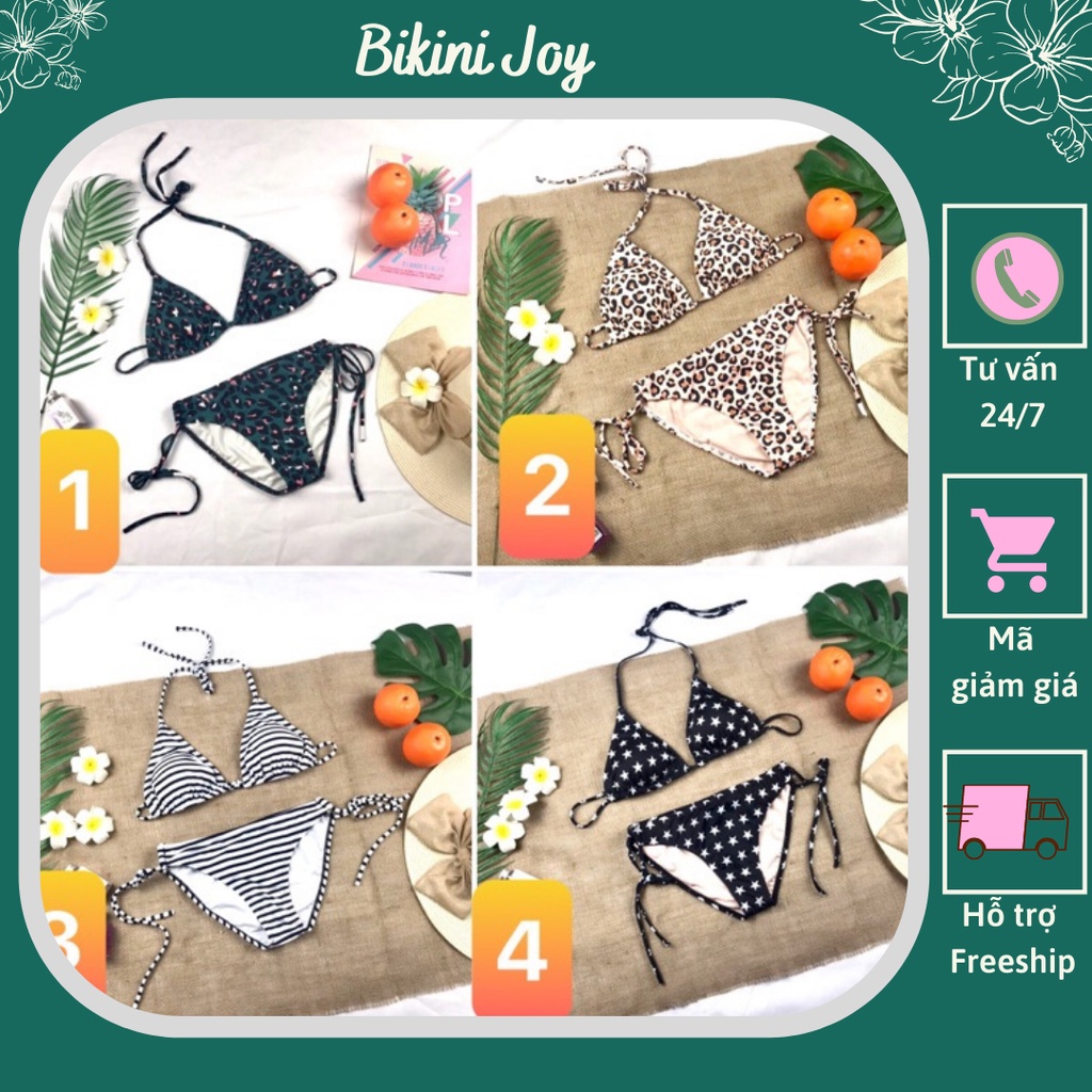 (Hình thật)Bikini 2 mảnh tam giác nhiều hoạ tiết