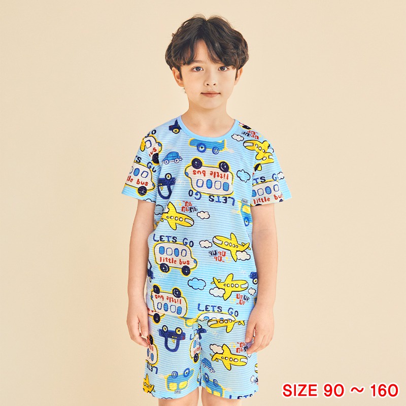 Đồ bộ ngắn tay thun cotton giấy cho bé trai, bé gái mặc nhà mùa hè Unifriend Hàn Quốc U2022-8. Size đại 5, 6, 8, 10 tuổi