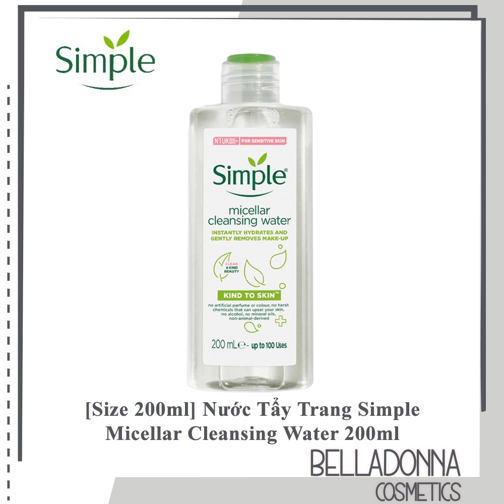 Nước Tẩy Trang Dịu Nhẹ Simple Kind To Skin Cleansing Micellar Water 200ml