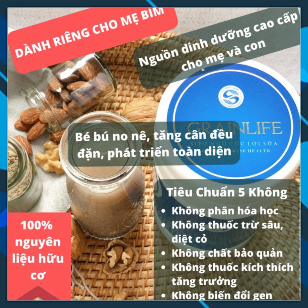 (2 HỘP) NGŨ CỐC LỢI SỮA GRAINLIFE 500g. NGŨ CỐC LỢI SỮA LONG LIÊN 6IN1 – NGŨ CỐC LONG LIÊN - CHUẨN ORGANIC