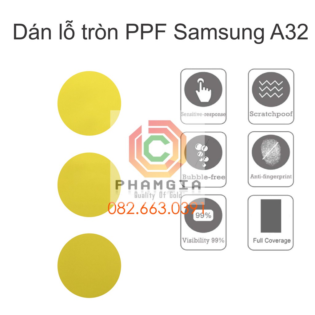 Samsung A32 4G (SM-A325F/DS) / A32 5G dán ppf dán siêu trong bảo vệ lỗ cam, tự phục hồi vết thương