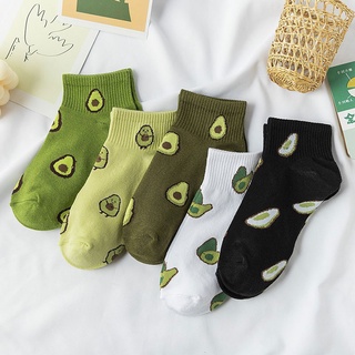 New Fashion Women Cotton Cartoon Socks Fruit Ankle Socks Summer Japanese Avocado Cute Boat Socks Casual Soft Girls Short Socks