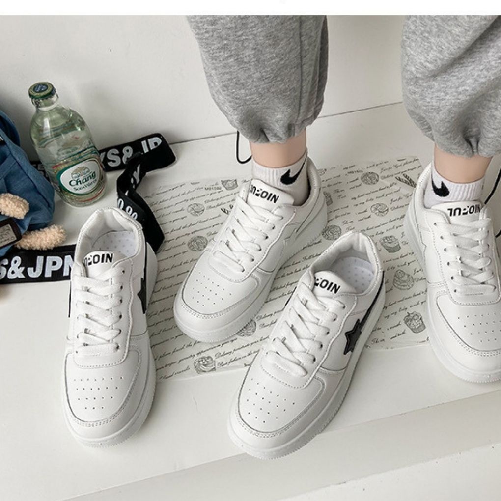 Giày nam nữ thể thao sneaker ngôi sao chất liệu da mềm, đế cao su 3cm siêu êm - Zenb