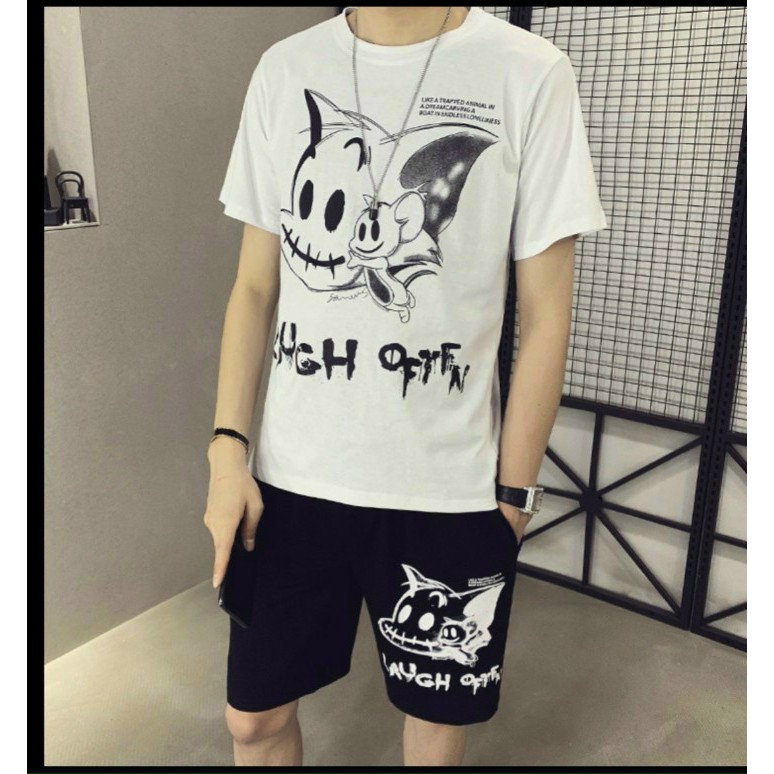 SET ĐỒ THUN LƯỚI NAM  IN HÌNH NGỘ NGHĨNH FORM <70KG | BigBuy360 - bigbuy360.vn