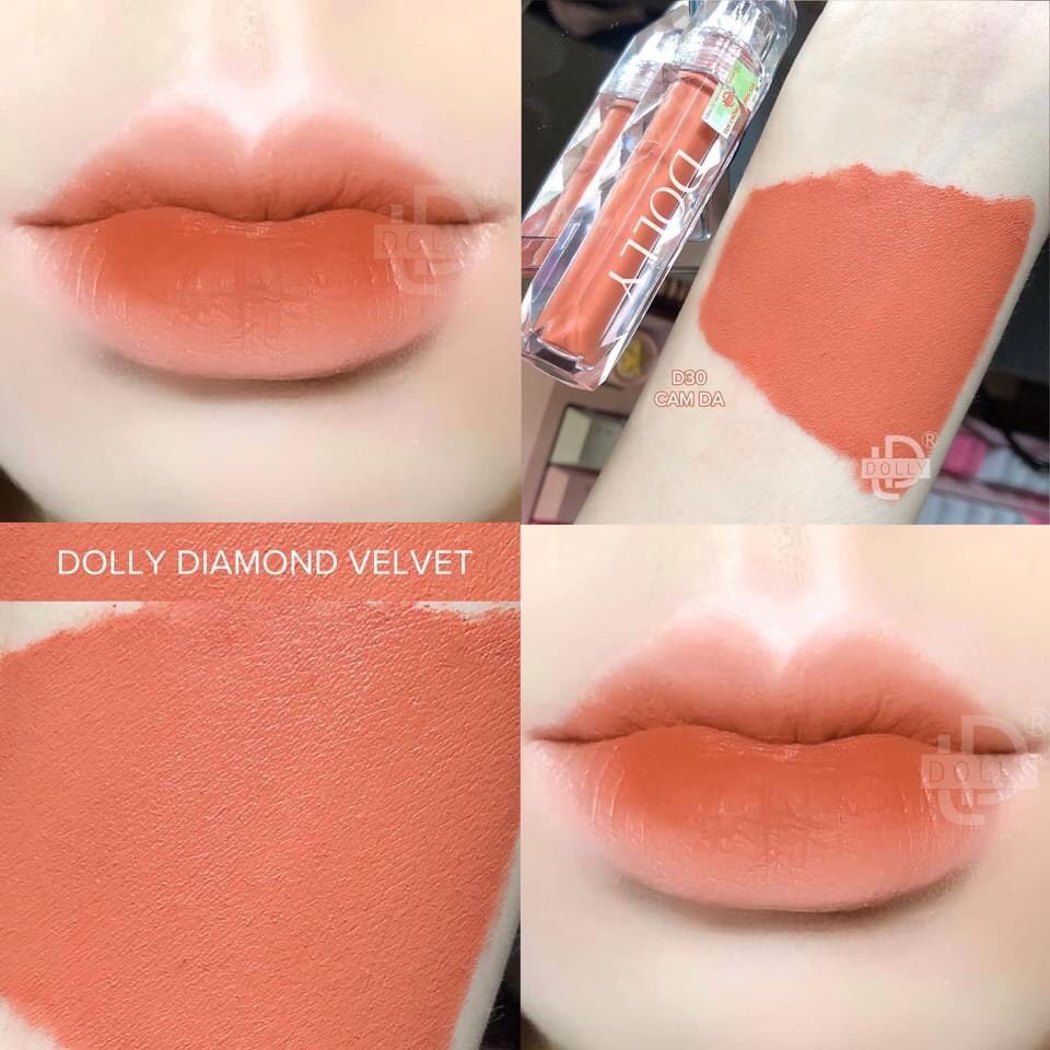 Son Lì Son Kem DOLLY DIAMOND VELVET Không Chì Chính Hãng ^Màu Cam Da^