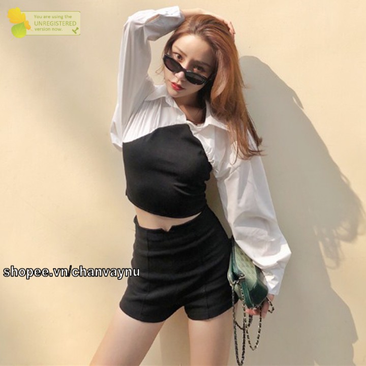 Quần short lưng cao dây kéo sau mẫu 58 BSQA MT656