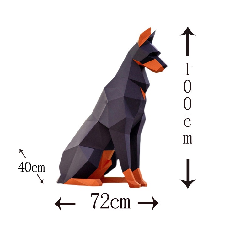 Mô Hình Chó Doberman 3d Handmade 100CM Màu Đen Trang Trí Phòng Trẻ Em
