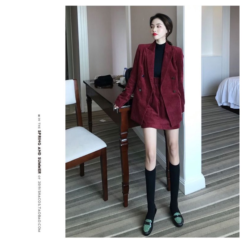 (Hàng order) Set vest nhung đỏ phối chân váy chữ A hoặc quàn ống rộng | BigBuy360 - bigbuy360.vn