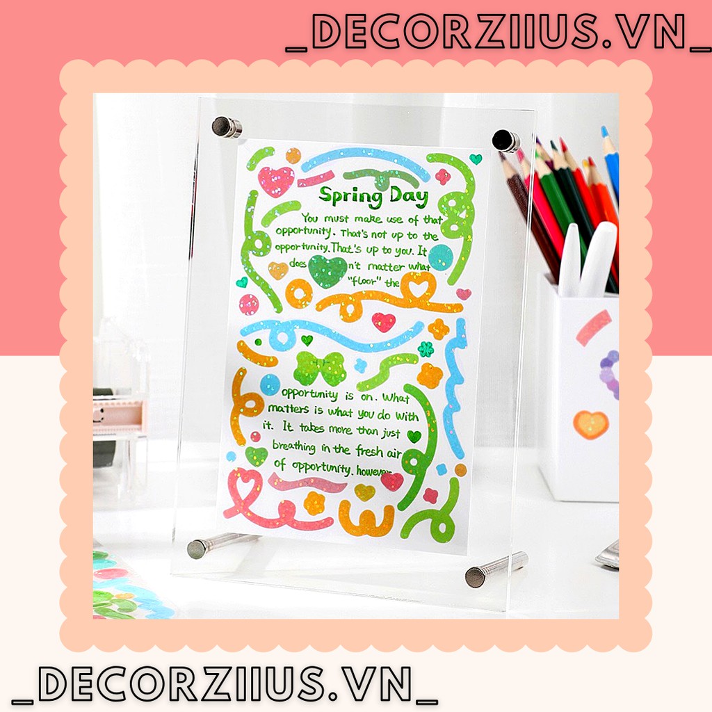 Sticker Ruy Băng,Hình Dán Cute Hologram Hoạ Tiết Ruy Băng Trang Trí Toploader, Bullet Journal, Planner