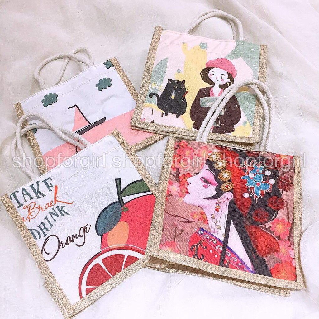 Túi cói mini 6 mẫu size 21 x 21cm | BigBuy360 - bigbuy360.vn