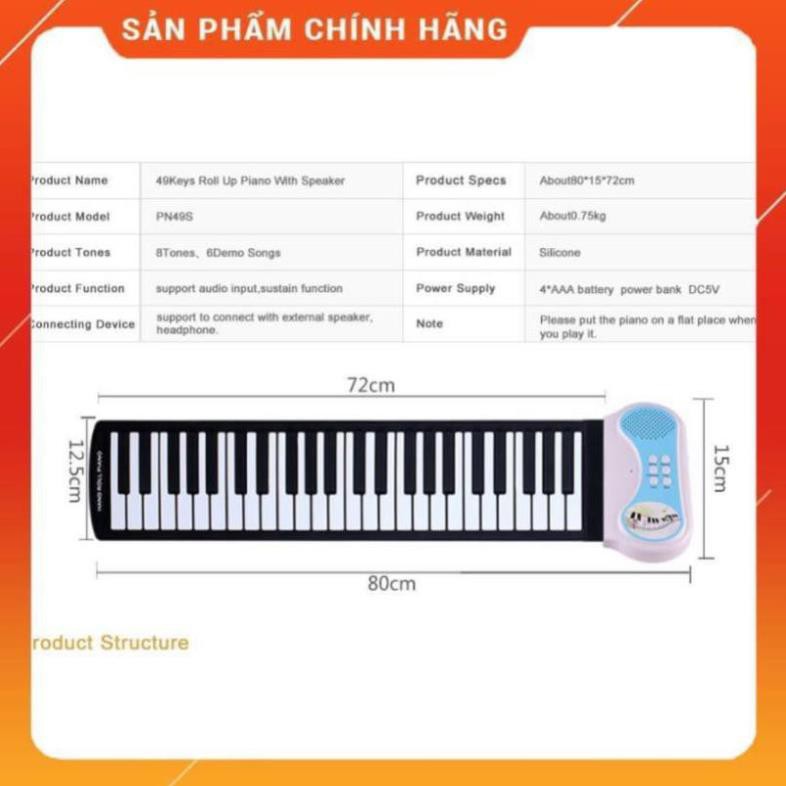 [HÀNG CHÍNH HÃNG] ĐÀN PIANO CUỘN 49 PHÍM PN49S Chính hãng KONIX - Đàn điện cuộn silicon dành cho trẻ em người mới tập