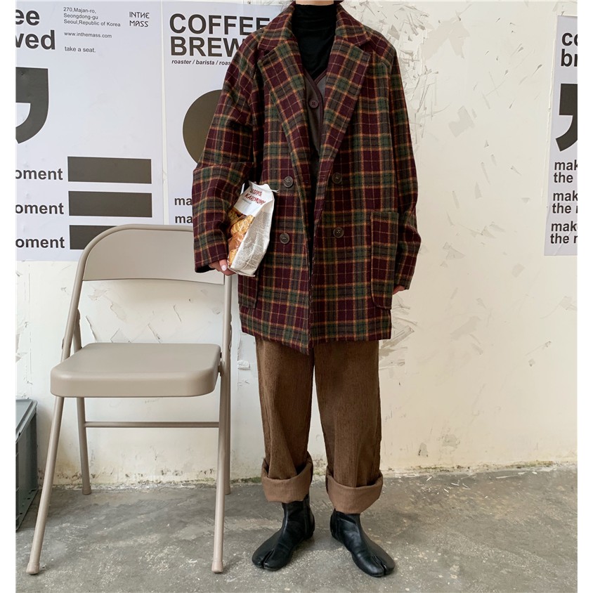 [ORDER]-Áo Blazer Đỏ mận sọc caro (C71) | BigBuy360 - bigbuy360.vn