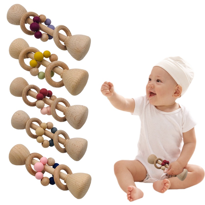 Đồ Chơi Vòng Gặm Bằng Silicone Đính Hạt Dành Cho Trẻ Sơ Sinh Mọc Răng