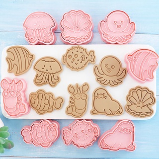Set 8 khuôn nhấn bánh quy hình động vật biển 3d