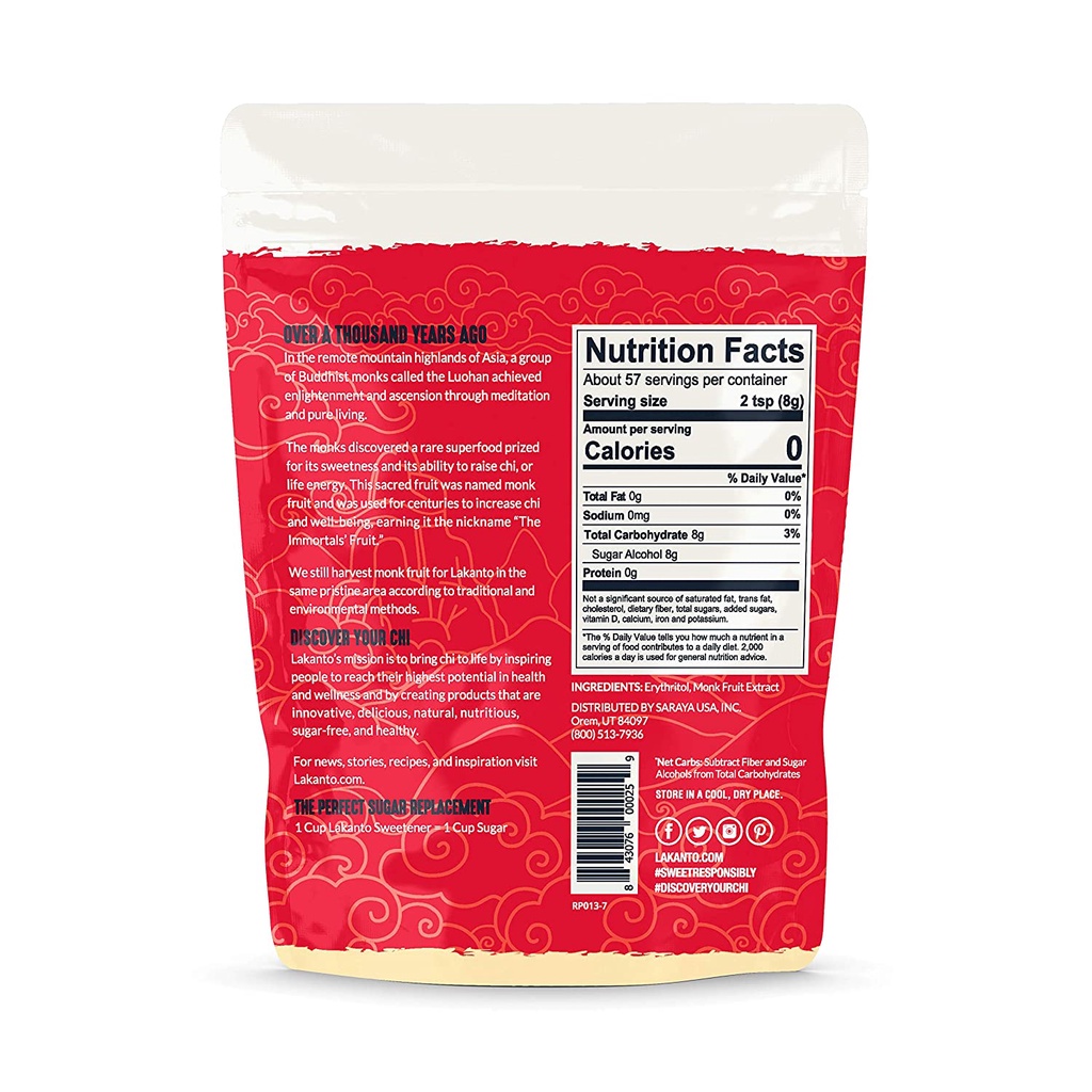 Đường ăn kiêng La Hán Quả - LAKANTO monk fruit 0 calories của Mỹ  dành cho người ăn keto, eat clean, tiểu đường