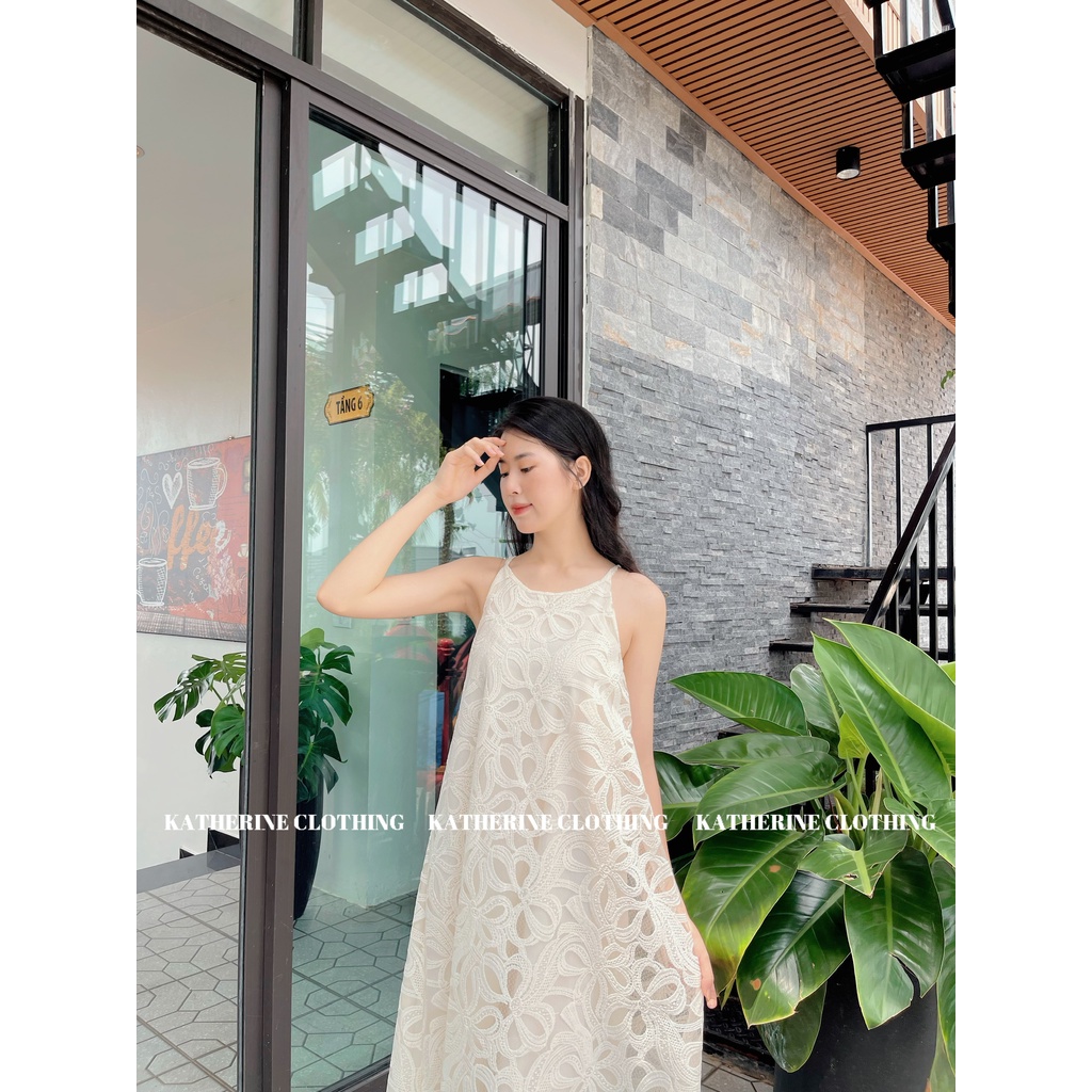 Váy ren cổ yếm, váy ren thiết kế - Katherine Clothing