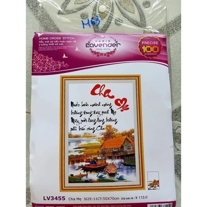 Tranh đính đá Cha Mẹ LV461 (Kích thước:50x70cm) - tranh chưa làm