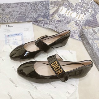 [Giày búp bê Cao gót nữ tiểu thư DO da bóng quai dán gót vuông][giày công sở nữ quai ngang cao gót]