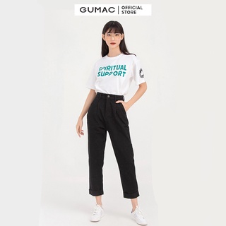 Quần jean nữ gumac dài lật lai qjb749